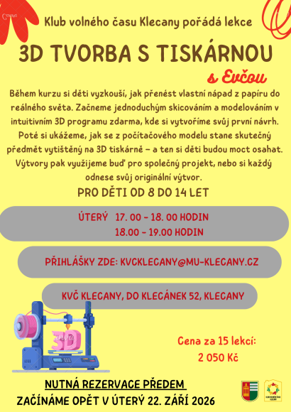 3D TVORBA S TISKÁRNOU - úterý