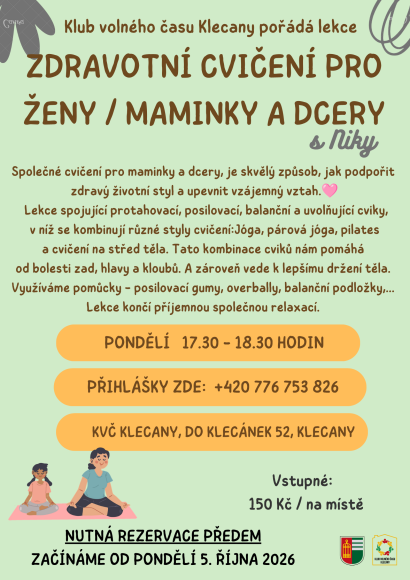 ZDRAVOTNÍ CVIČENÍ PRO ŽENY / MAMINKY A DCERY - pondělí