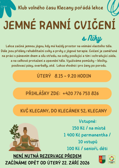 JÓGA - JEMNÉ RANNÍ CVIČENÍ - úterý